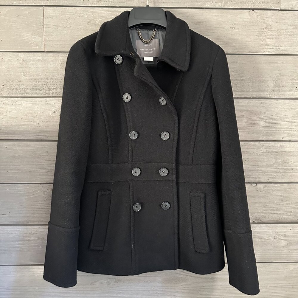 J. Crew Classic Wool Nello Gori Peacoat Jacket Coat Black Size 2 - Picture 2 of 14